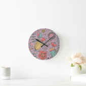 Horloge Ronde Style fleuri avec fleurs (Maison)