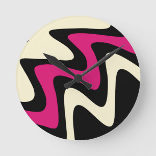 Horloge Ronde Style Magenta Beige Noir
