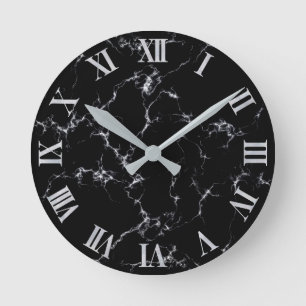 Horloge Ronde Style marbre élégant4 - Noir et Blanc