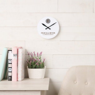 Horloge Ronde Style Moderne Élégant Nom Personnalisé Minimaliste