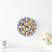 Horloge Ronde style sicilien, citrons, majolica (Maison)