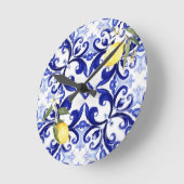 Horloge Ronde style sicilien, citrons, majolica (Angle)
