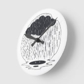 Horloge Ronde Stylized Rain Cloud with Falling Rain and Puddle (Angle)