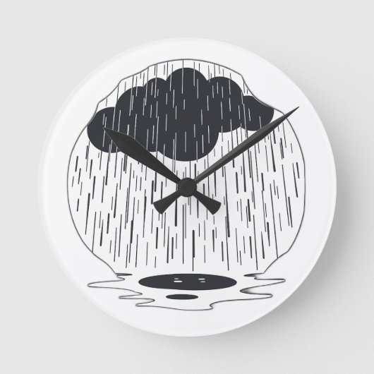 Horloge Ronde Stylized Rain Cloud with Falling Rain and Puddle (Recto)