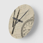 Horloge Ronde Stylos de fontaine et Watchface avec des notes (Angle)