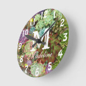 Horloge Ronde Succulents dans le planteur (Angle)