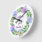 Horloge Ronde Suivez vos rêves ! Beaufu à l'aquarelle dessinée à (Angle)