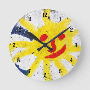 Horloge Ronde Sun heureux font face au sourire