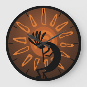 Horloge ronde Sun Rustique Sud-Ouest Kokopelli
