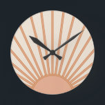 Horloge Ronde Sun Sunrise Earth<br><div class="desc">Sun Print - beige and earth tones - Sunshine,  Modern Abstract Geometric Sunrise.</div>