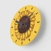 Horloge Ronde Sunflower Clock Yellow (Angle)