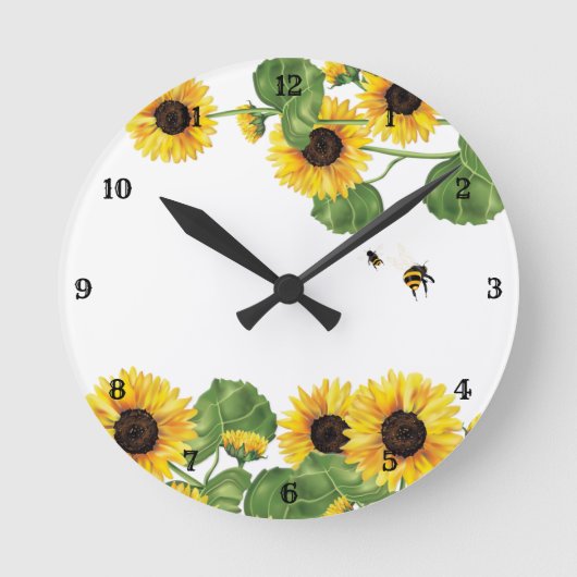 Horloge Ronde Sunflower Garden Honey Bee (Recto)