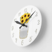 Horloge Ronde Sunflowers à Mason Jar Rustic Glam Personalized (Angle)