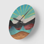 Horloge Ronde Sunrise Imaginaire de montagne (Angle)