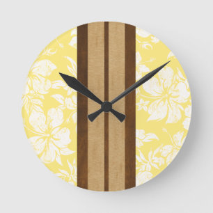 Horloge Ronde Sunset Beach Surboard Hawaiian Horaires murales