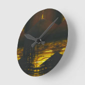 Horloge Ronde Sunset Magic Abstrait (Angle)