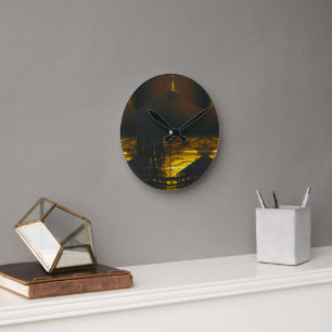 Horloge Ronde Sunset Magic Abstrait