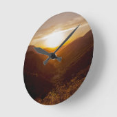 Horloge Ronde Sunset Over Mountains (Angle)