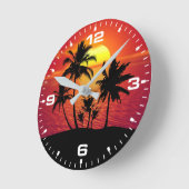 Horloge Ronde Sunset Palm Trees Silhouette Design-65143 (Angle)