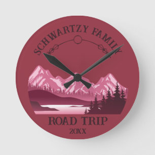 Horloge Ronde Sunset vintage Red Mountain Lake