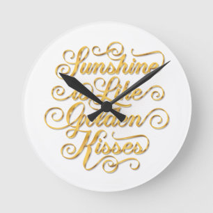 Horloge Ronde Sunshine est comme Golden Kisses Wall Clock