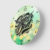 Horloge Ronde Super Dad Hero Typography Design-67888 (Angle)