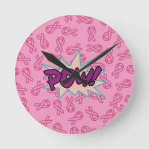 Horloge Ronde Super Héros du Cancer du Sein