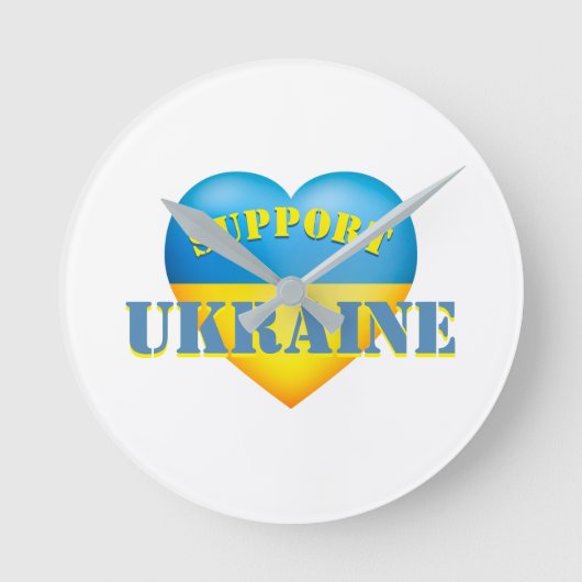 Horloge Ronde Support Ukraine Yellow and Blue Heart (Recto)
