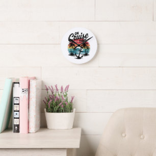 Horloge Ronde Sur la croisière Palmier de coco Vacances d'été