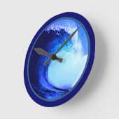 Horloge Ronde surf cool bleu vague (Angle)