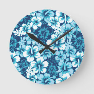 Horloge Ronde Surf Floral Hibiscus Motif