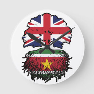 Horloge Ronde Suriname Surinamais Royaume-Uni Drapeau des racine