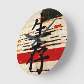 Horloge Ronde "Survie" en langue asiatique (Angle)