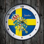 Horloge Ronde Swedish Flag & Sweden trendy fashion /design<br><div class="desc">WALL CLOCK : Vintage Sweden,  emblem & Swedish Flag fashion decor - love my country,  travel,  holiday,  country patriots / sports fans</div>