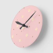 Horloge Ronde Sweet Bunny & Hearts Seamless Pattern – Cute Pink  (Angle)