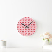 Horloge Ronde Sweet Pink Hearts & Bows Pattern (Maison)