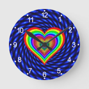 Horloge Ronde Symbole d'amour arc-en-ciel Saint-Valentin-25543