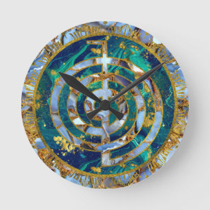 Horloge Ronde Symbole de Choku Rei dans le mandala sur le marbre