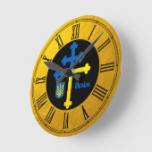 Horloge Ronde SYMBOLE DE COURSE D'Ukraine & Croix de Lorraine (Angle)