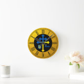 Horloge Ronde SYMBOLE DE COURSE D'Ukraine & Croix de Lorraine (Maison)