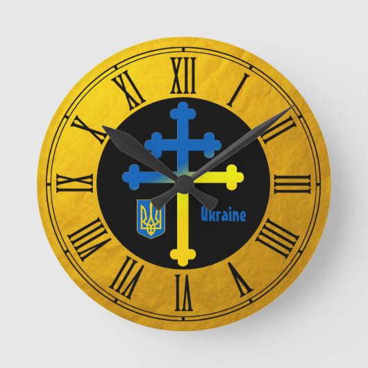 Horloge Ronde SYMBOLE DE COURSE D'Ukraine & Croix de Lorraine (Recto)