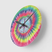 Horloge Ronde SYMBOLE DE LA PAIX Tie Dye (Angle)
