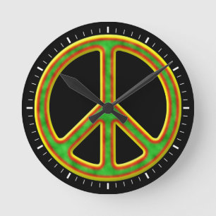 Horloge Ronde Symbole de paix de Rasta