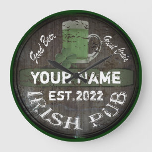 Horloge Ronde Symbole de pub irlandais personnalisé Grande horl