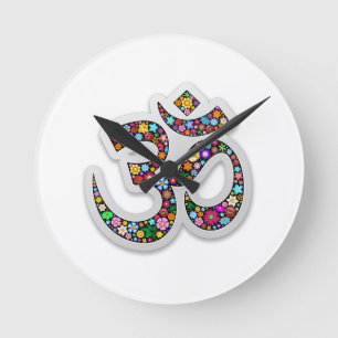 Horloge Ronde Symbole de yoga d'Aum Namaste d'ohm de l'OM