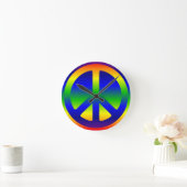 Horloge Ronde Symbole funky Rainbow Peace (Maison)