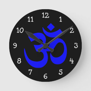 Horloge Ronde Symbole Om noir et bleu