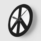 HORLOGE RONDE SYMBOLE SYMBOLE DE LA PAIX BLANC NOIR (Angle)