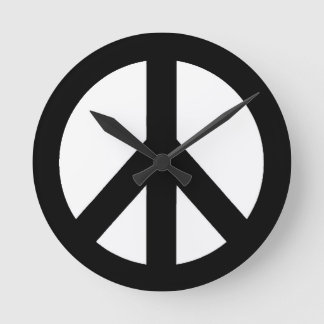 HORLOGE RONDE SYMBOLE SYMBOLE DE LA PAIX BLANC NOIR