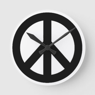HORLOGE RONDE SYMBOLE SYMBOLE DE LA PAIX BLANC NOIR